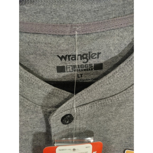 Wrangler Riggs Workwear Mens Gray Henley Long Sleeve Shirt 103W750CH LT Tall - Picture 3 of 6